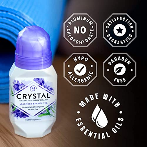 Crystal Deodorant Mineral Roll-On Lavender & White Tea 2.25 oz (Pack of 5)