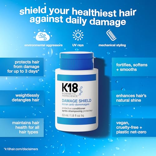 K18 Damage Shield Shampoo & Conditioner Set - Smoothing & Hair Repair, 1.8 Fl Oz x2