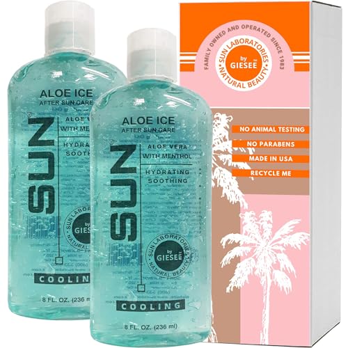 Sun Laboratories Aloe Vera Ice Gel 2 Pack ? Pure, Organic Aloe Vera Gel ? Natural After Sun Lotion ? Soothing, Clear Aloe Vera for Burn Relief