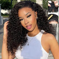 Black Water Wave Half Wig 18 Inch Human Hair 3-in-1 Glueless Headband Wig for Women