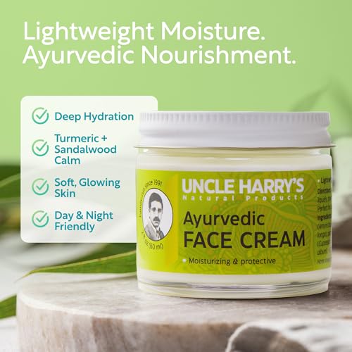 Ayurvedic Face Cream with Jojoba, Turmeric & Sandalwood – Natural Moisturizer, Vegan, 2oz