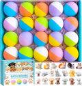 Kids Bath Bombs Set with Toys Inside - 20 Pack in Blue Green Orange Pink - Surprises & Bubble Bath Fun