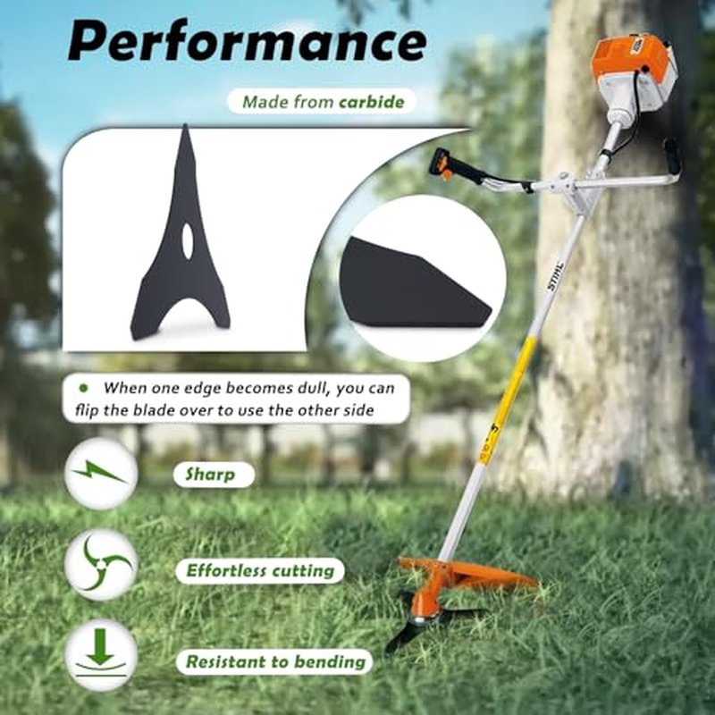 10" x 3 Teeth Carbon Steel Brush Cutter Blade Replacement for Weed Eater Trimmer Blade for 20mm or 25.4mm Arbor Compatible with Husqvarna, Stihl, Ego, Oregon, Hitachi (2 Pack)
