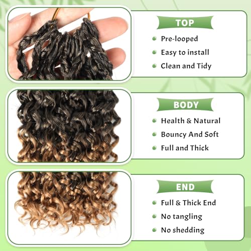Pre Looped Gogo Curl Crochet Hair 8 Packs - 10 Inch Ocean Wave Goddess Box Braids #T27