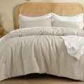 California King Linen Comforter Set with Waffle Weave - Summer Breathable Bedding
