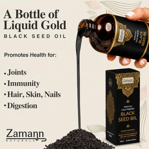 Zamann Naturals Black Seed Oil - 100% Pure Cold Pressed Nigella Sativa - 4.2oz for Immune, Skin, Hair & Joint Support