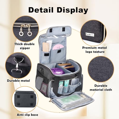 POCDUORG Elegant Grey Universal Waxing Kit Carry Bag for Tress Wellness & More