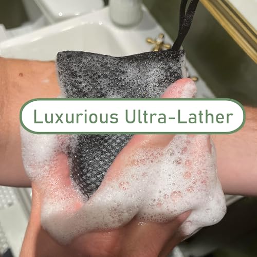 Reusable Soap Bag 2-Pack Black & White - Eco-Friendly Loofah Bath Scrubber & Exfoliator