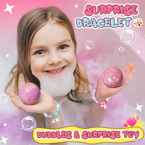 Sanyi 12pcs Unicorn Bath Bombs for Kids with Bracelet Inside, Gift