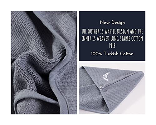 100% Turkish Cotton Hair Towel Wrap for Women Grey+Grey - Super Absorbent & Anti-Frizz