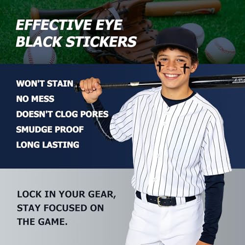 48 Pairs Sports Eye Black Stickers, Sports Eyeblack Stickers Breathable Eye Strips for Baseball Football Softball Lacrosse Fans on Game Day (Cross)
