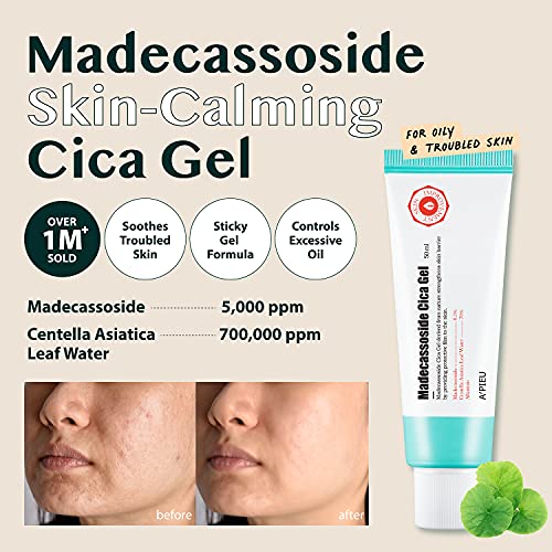 Madecassoside Cica Gel for Oily Sensitive Skin - Hydrating Soothing Gel 1.69 fl oz