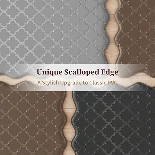 Arenarug Scalloped Kitchen Floor Mats 2PCS - Black, 24 x 39 & 24 x 59 Inches