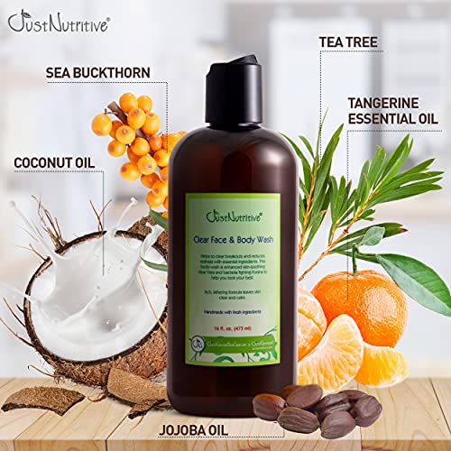Acne Face & Body Wash - Clear Skin Treatment for Adults - 16 Oz