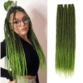 Forest Moss Green Ombre Dreadlock Extensions 24 Inch, 50 Strands - Single Ended
