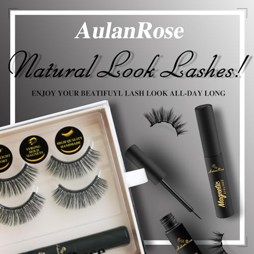 Magnetic Eyelashes with Eyeliner Kit, Synthetic Fiber, Natural Look, Waterproof, No Glue Required (Black+8)