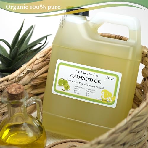 Pure Cold Pressed Grapeseed Oil - Organic Skin & Hair Nourishment, 32 oz