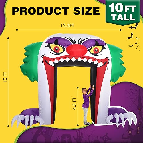 10 FT Halloween Inflatable Clown Archway - Green Outdoor Decorations