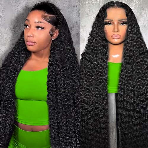 Water Wave Lace Front Wigs Human Hair 250 Density 15A Raw 13x6 hd Lace Frontal Deep Curly Human Hair Wig for Women (20 inch)