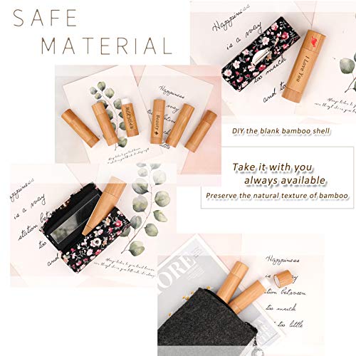 24Pcs Bamboo Refillable Lipstick Tubes 5.5g DIY Lip Balm Containers for Women & Girls