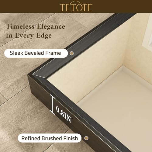 TETOTE Matte Black 48x24 Inch Beveled Bathroom Mirror with Frame for Over Sink