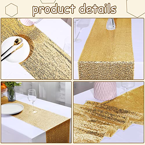 Mixweer Gold Sequin Table Runners for Party and Wedding - 24 Pcs - Elegant Decor