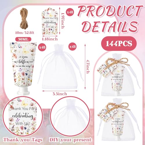 Wildflower Baby Shower Hand Cream Gift Set - 48 Travel Size Lotion Favors