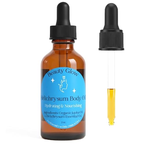 Helichrysum Essential Oil for Skin Veins Bruises & Organic Jojoba Oil for Face & Body Moisturizer Pre-Mixed Skin Healing, Anti-Aging, Vegan, Hydrating & Moisturizing Body Oil Serum 2 oz