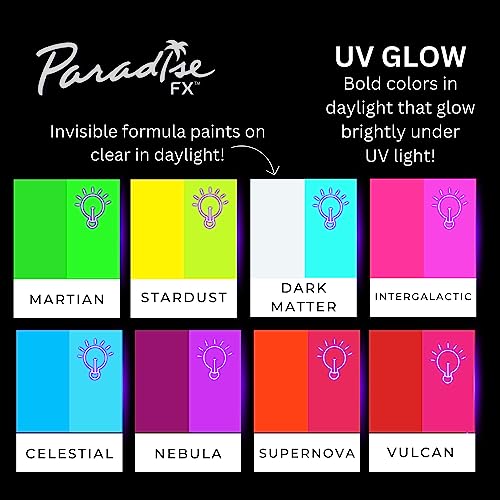Mehron Makeup Paradise FX Neon UV Glow Palette Water-Activated Face Paint - Neon