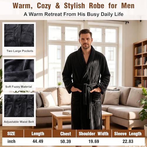 Black Grandpa Fuzzy Robe Candle Gift Set - Birthday Father's Day Basket for Men