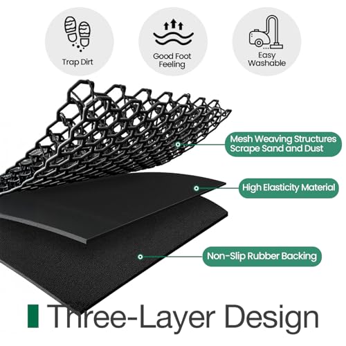 LUMI Outside Welcome Door Mat 36x59 - Non-Slip Durable Rubber, Easy Clean, Hello Variation