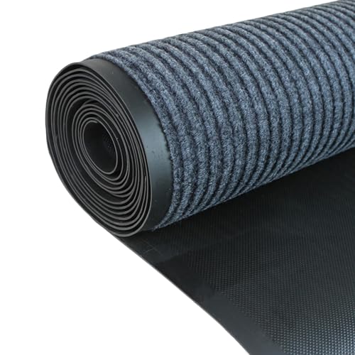 GOOFCXO 3x16.4 ft Outdoor Runner Rug Double Stripes Waterproof Non-Slip Hallway Mat Grey