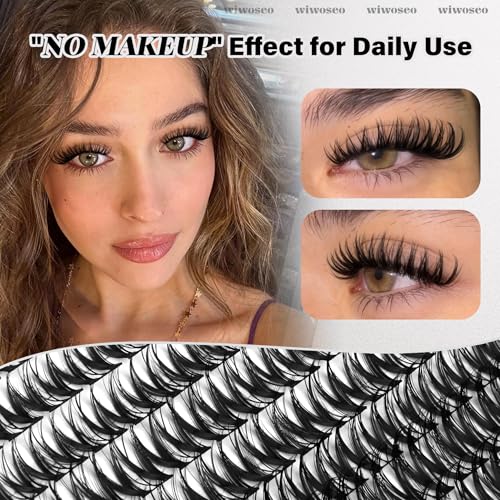 wiwoseo Flora Lash Clusters 10-14mm Flaunt Lash Clusters D Curl Short Lashes Clusters Wispy Individual Lashes Flaunt Lashes Clusters Short Eyelash Clusters Natural Lashes Cluster for Daily Makeup