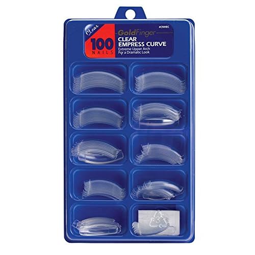 Gold Finger 100 Pcs Acrylic Clear Fake Nails Tip Empress Curve Arch Full Cover Clear Press on Nails DIY Nail Art Nail Extension Artificial French Nail (2 Pack)