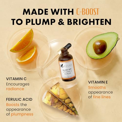 Eclat Skincare Vitamin C Serum + Hyaluronic Acid Serum Duo ? Vit C with Ferulic Acid & Vit E + 2.5% Hyaluronic Acid & B5 ? Brightening, Plumping & Smoothing Skin Care Set 1 fl oz each