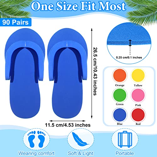 Janmercy 90 Pcs Pedicure Foam Disposable Slippers for Guests - Multi-Color