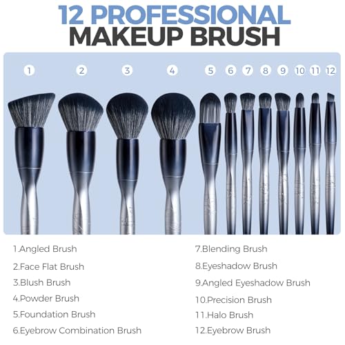 BS-MALL Makeup Brush Set with 2 Sponges - Professional Foundation & Eye Brushes