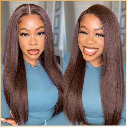 Piuneo 20 Inch Chocolate Brown Kinky Straight Human Hair Bundles - #4 Variant
