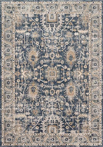 Loloi Teagan Denim and Pebble Area Rug 6'7" x 9'2" Rectangular - Modern Moroccan Style