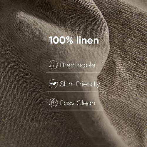 Linen Throw Blanket 79x57 Inches - Natural Flax, Soft, Breathable Bed Cover - MINUPWELL