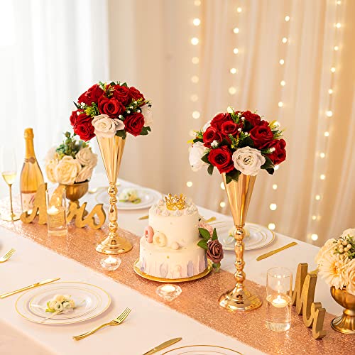 Sziqiqi Red & White Silk Kissing Ball Flowers - 10 Pcs Wedding Centerpieces