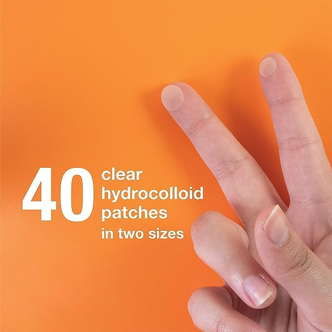 Hydrocolloid Acne Spot Patches - Fragrance-Free Overnight Healing (40 Count, Pack of 2)