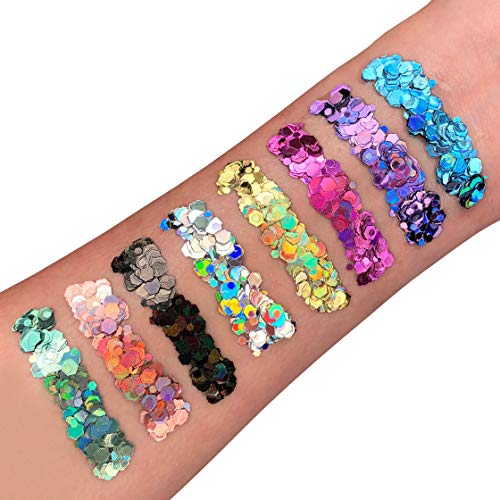 Moon Glitter Holographic Chunky Glitter 100% Cosmetic Glitter for Face, Body, Nails, Hair and Lips - 0.10oz - Silver