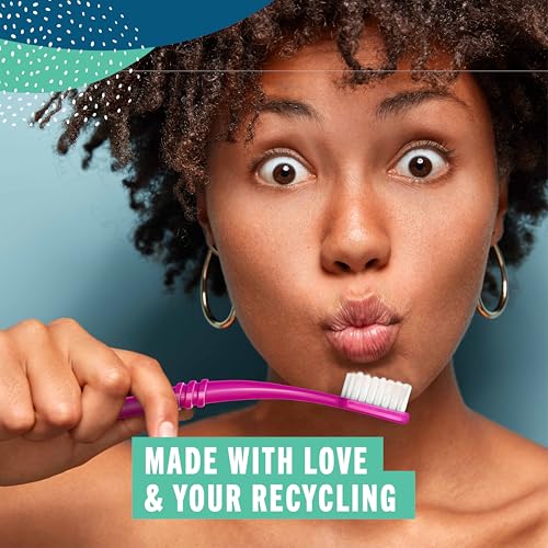 Preserve Eco Friendly Medium Adult Toothbrushes with Travel Case - Made in USA, Recycled Plastic