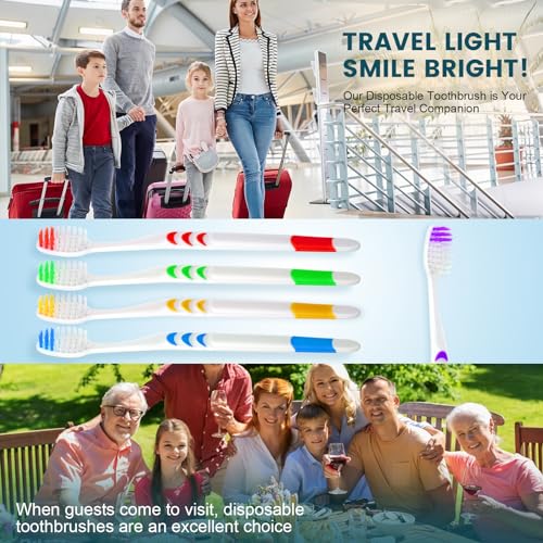 150 Pack Disposable Soft Bristle Toothbrushes - Individually Wrapped, Travel & Household Use