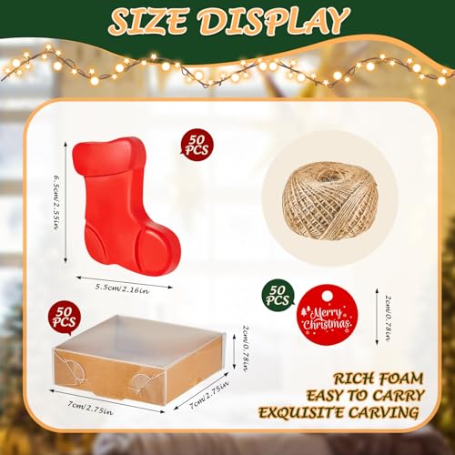 Maxcheck 50 Sets Christmas Bar Soap Gift Set Christmas Handmade Soaps Tree Socks Gingerbread Snowflakes Body Soaps with Exquisite Box Christmas Stocking Stuffers Gifts for Guests (Christmas Socks)