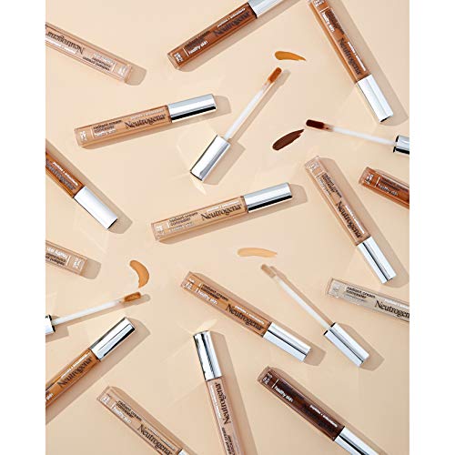 Neutrogena Healthy Skin Radiant Brightening Cream with Peptides & Vitamin E Antioxidant, Lightweight Perfecting Concealer, Non-Comedogenic, Mocha Medium/Deep 03 with neutral undertones, 0.24 oz