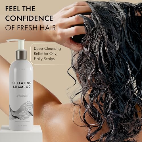 Chelating Clarifying Shampoo for Oily Hair & Scalp - Deep Detox, Buildup Removal, No Silicones Parabens - 12 Fl Oz