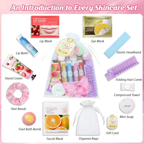 Complete Spa Party Set for Girls & Women - Face Masks, Lip Balm, Foot Bath Bombs & More