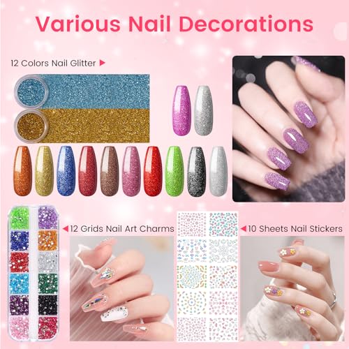 Bling Pink Acrylic Nail Kit for Beginners with Storage Bag - Complete Set